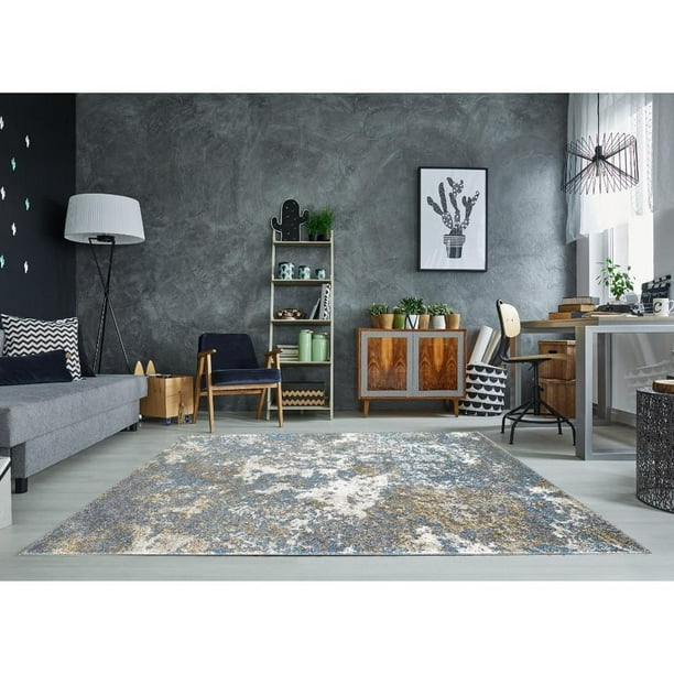 Persian Rugs 6490 Turquoise 9x12 Abstract Modern Area Rug