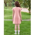 thumbnail image 5 of Oudiya Girls Dresses for Summer Flutter Sleeve Pleated Front A Line Boho Beach Tween Casual Party Pink Dresses, 6-14Y, 5 of 6