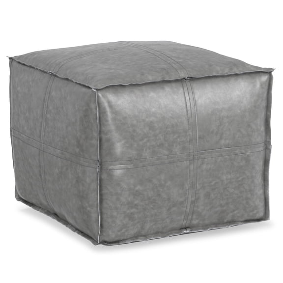 Simpli Home Brody 18W Square Top Stitich Pouf