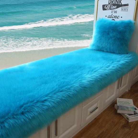 Namzi Solid Color Plush Table Runner,Faux Sheepskin Decorative Shaggy Dresser Scarf,Not-Slip Desk Pad,Luxury False Fur Dresser Tablecloth-navy blue 45x45cm(17.72x17.72inch)