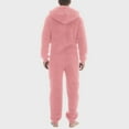thumbnail image 3 of Mens Romper Men's Winter Thick Warm Long Sleeve Casual Solid Zipper Loose Hooded Jumpsuits Pajamas Adult Onesies for Men Pink XXL, 3 of 8