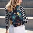 thumbnail image 5 of Balery Starry Sky Moon Wolf Leader Mochila Clásica Impresa Básica para Viaje, Mochila Escolar Resistente al Agua, Mochila de Lona con Correas Ajustables-Small, 5 of 5