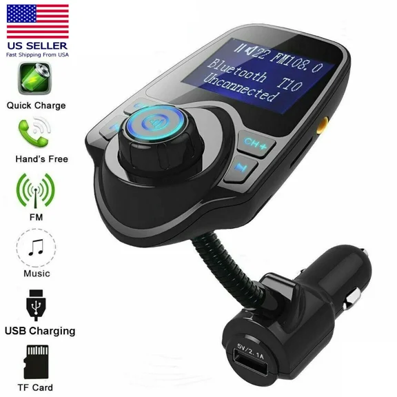 RHEA- Bluetooth Car Fm Transmitter Mp3 Player Radio Adapter Kit Usb Charger 2 Outlets