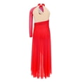 thumbnail image 6 of Raenseen Kids Girls Modern Lyrical Dance Dress One-shoulder Applique Mesh Split Dresses Red 12, 6 of 7
