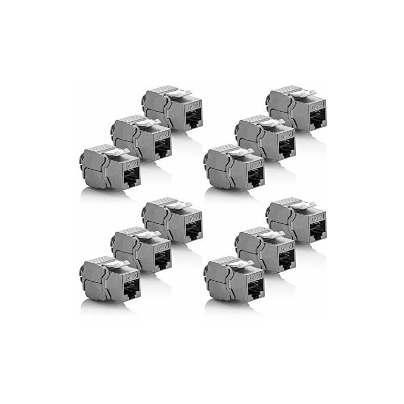 Módulos Keystone Cat 6A Blindados - Conectores RJ45 De 10 Gbit/s Para Redes Domésticas, Fáciles De Instalar Sin Herramientas