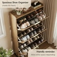 thumbnail image 4 of VEANERWOOD Rattan Shoe Storage Cabinet with 3 Flip Drawers,Shoe Organizer with Metal Legs for Entryway, Rustic Oak Rattan, 4 of 10