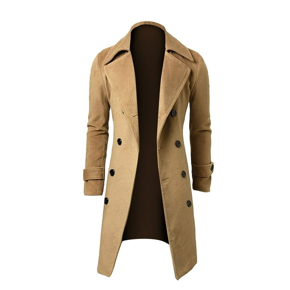 Black Trench Coat Men Winter Men Slim Stylish Trench Coat Double Breasted Long Jacket Coat