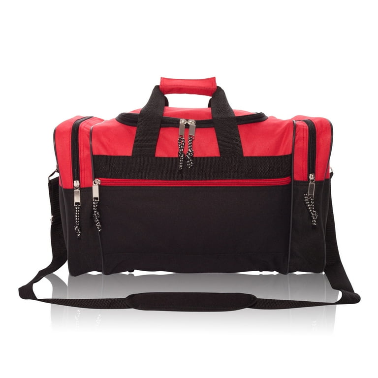 DALIX 17 Blank Duffel Bag Duffle Travel Size Sports Durable Gym Bag in Red