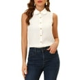 thumbnail image 1 of INSPIRE CHIC Débardeur Décontracté pour Femme Sans Manches Col Peter Pan Chemise en Chambray TG Blanc, 1 of 7
