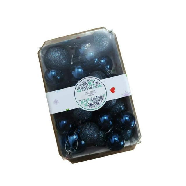 26 adornos navideños de bolas irrompibles para fiestas, decoraciones para árboles de Navidad Azul oscuro