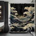 thumbnail image 5 of Anime Shower Curtain, Japanese Great Waves Shower Curtain, Huge Waves Sea Under The Stars Bathroom Decor Asian Style Artistic Shower Curtain Set with12 Hook, 72x72 inches, 5 of 6