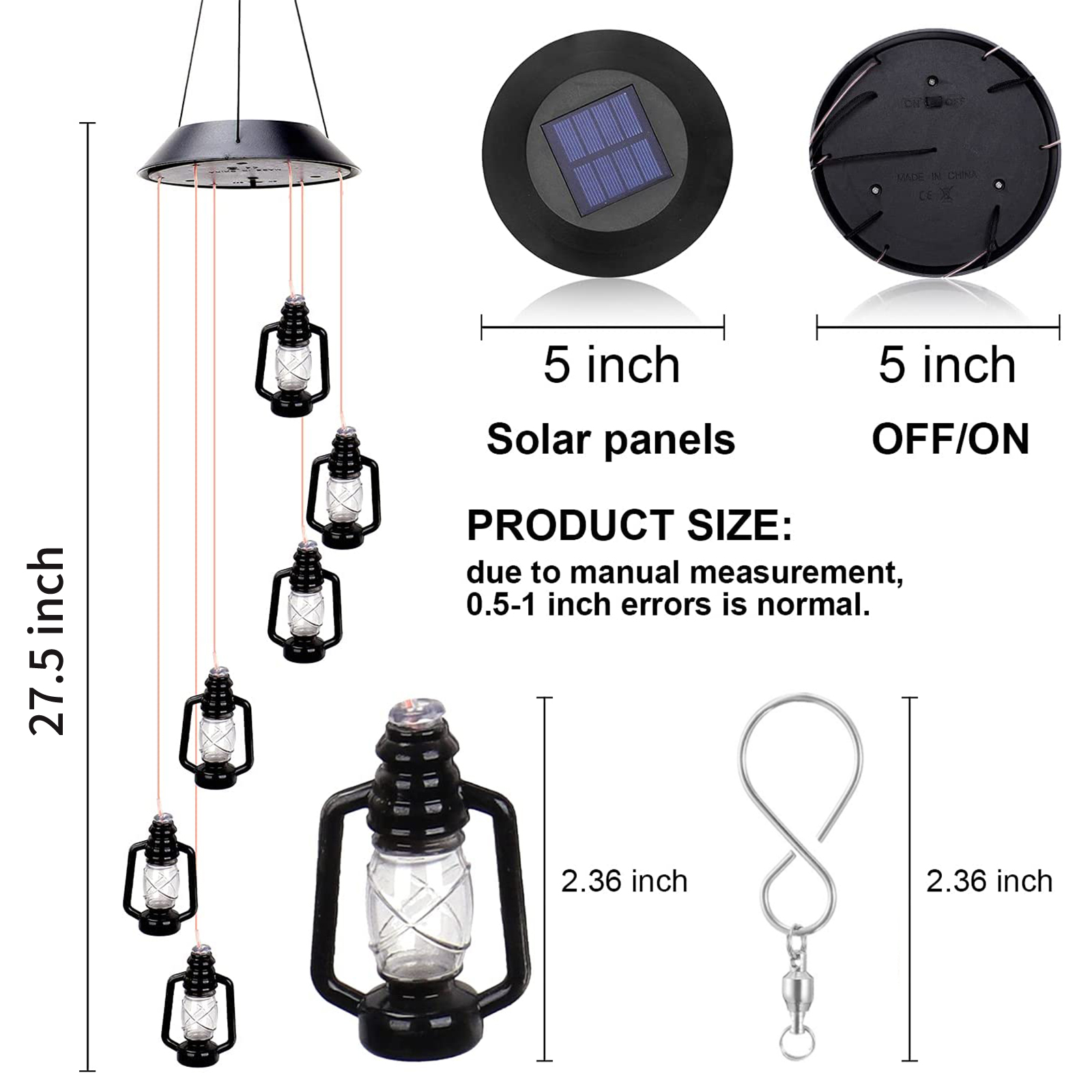 Outdoor Decor Wind Chimes Lights, Mobile Solar Lanterns Wind Chime ...