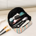 thumbnail image 2 of FORMRS Makeup Bag Travel Cosmetic Organizer for Women Fold Flat Zipper Pouch with Handle, Simple Nautical Pattern, 2 of 8