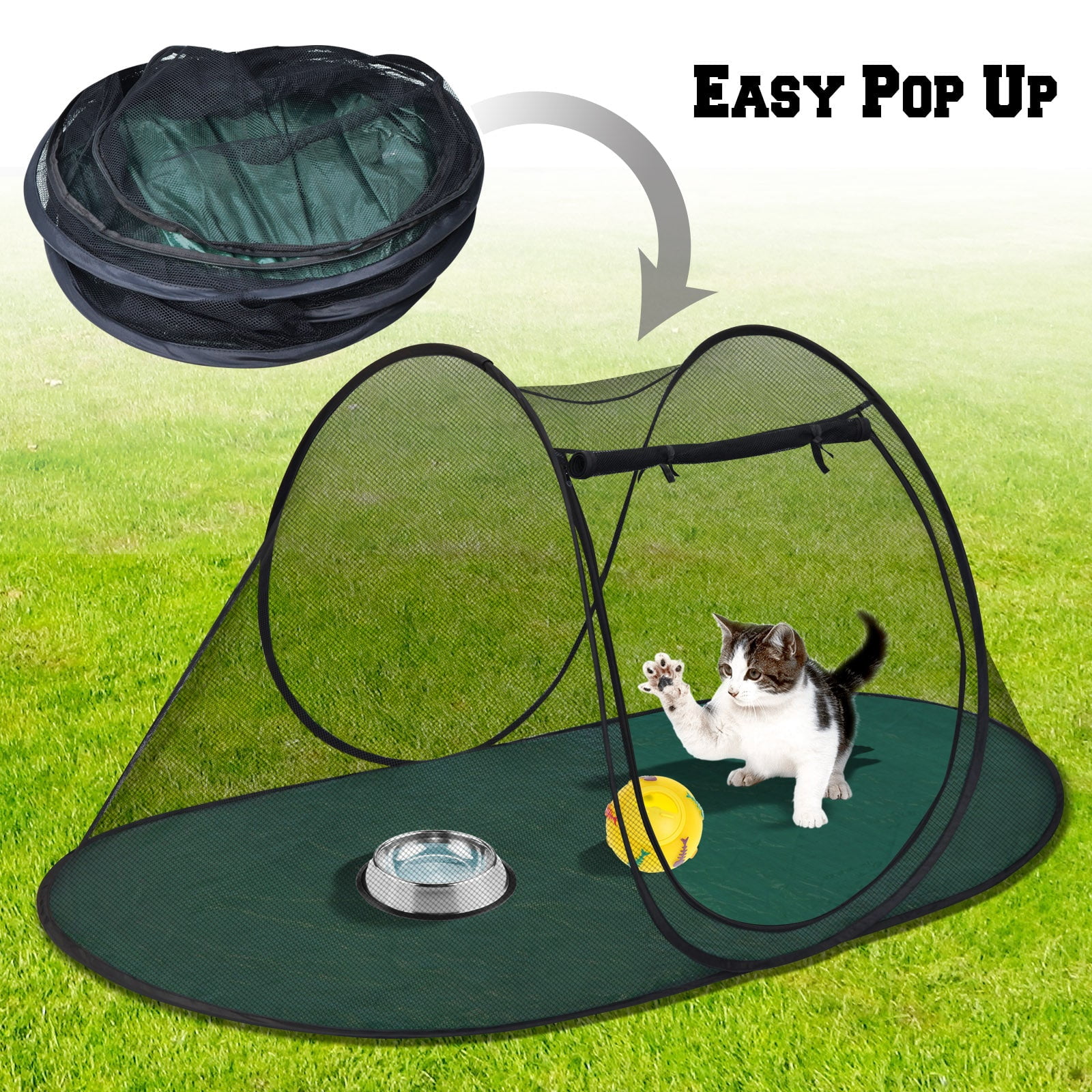 SUNRISEUMBRELLA Pet Fun House Cat Dog Playpen Portable Exercise Tent with Carry Bag 189x90x78cm(74.4"x35.5"x31")