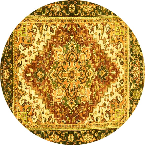 Ahgly Company Indoor Round Persian Yellow Traditional Area Rugs, 6' Round