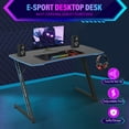 thumbnail image 4 of PayLessHere 47" Gaming Table Blue Z-Shaped Computer Desk, Steel Frame, Headphone Hook, Adjustable Feet Carbon Fiber Texture Surface, 4 of 8