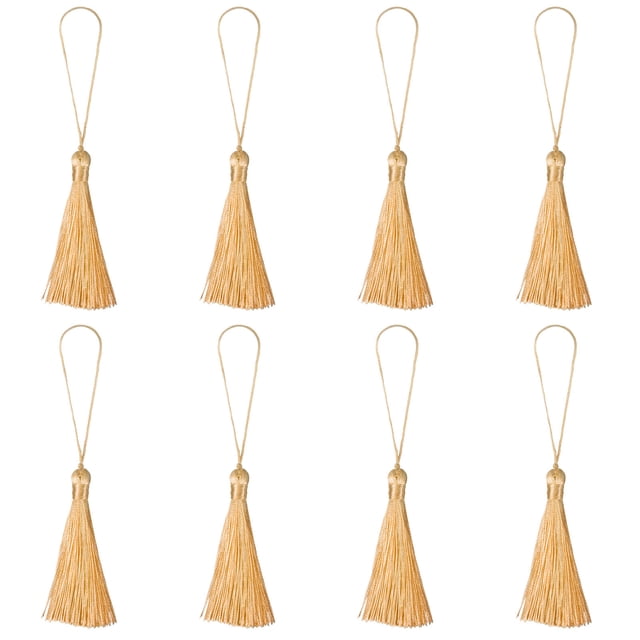 Unique Bargains 6.5' Silky Bookmark Tassels with Loop for DIY Craft Accessory, 8Pack Khaki