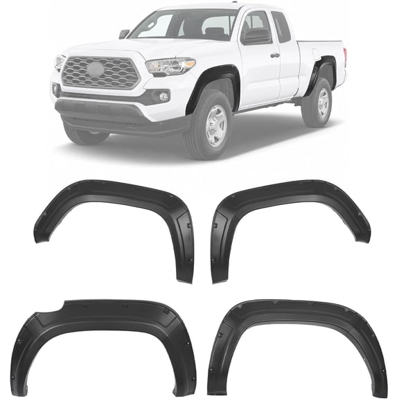 KOJEM Fender Flare Compatible with 2016-2023 Toyota Tacoma All Beds Single Black Plastic PP
