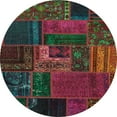 thumbnail image 1 of Ahgly Company Machine Washable Indoor Round Abstract Coffee Brown Area Rugs, 7' Round, 1 of 7