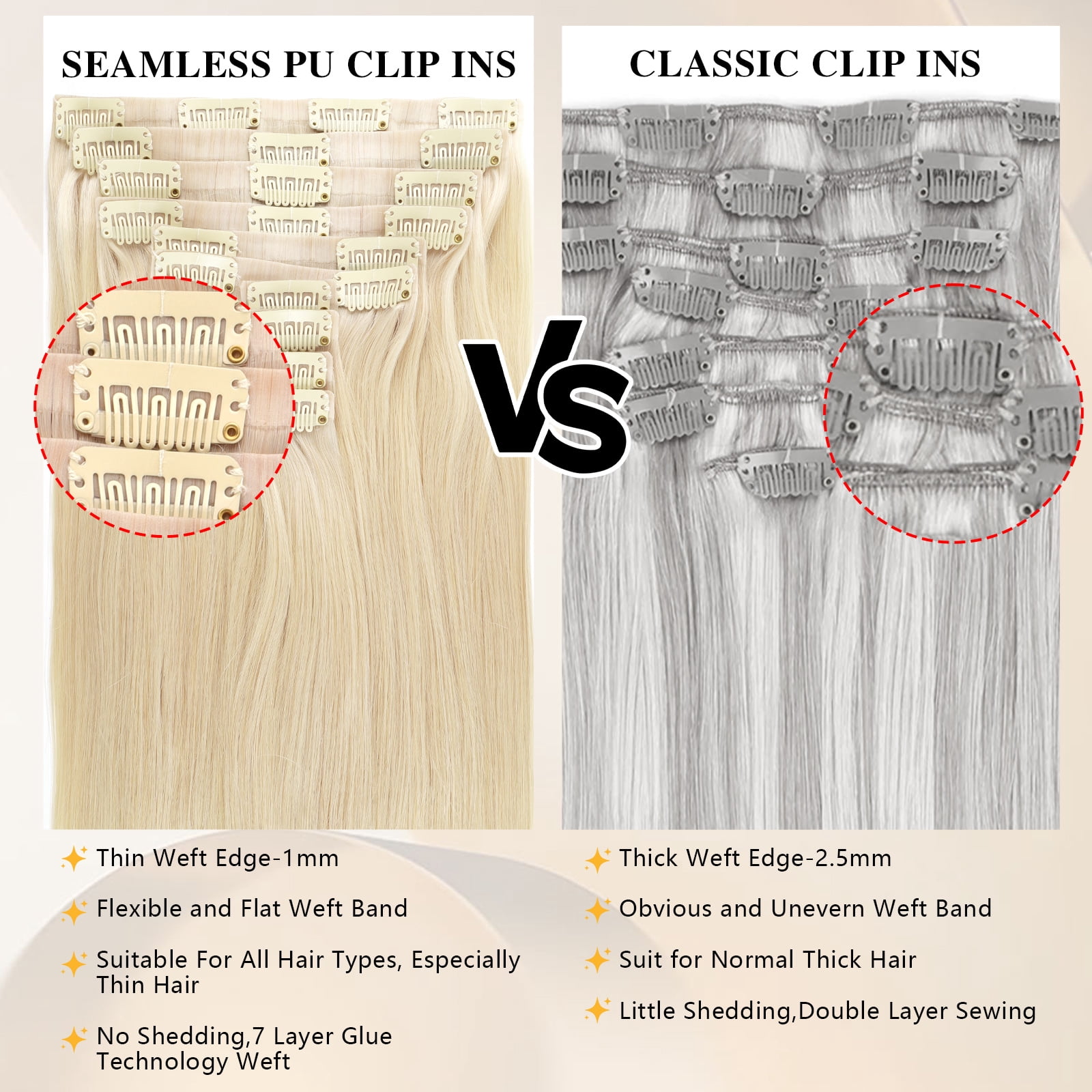 PU Clip In Hair Extensions 60# 160g 18inch