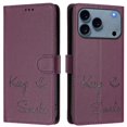 thumbnail image 2 of Wallet Case for iPhone 17 Pro with RFID Block, Magnetic Closure & Card Slots - Keep Smile Design Purple, 2 of 6