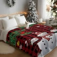 thumbnail image 3 of Christmas Snowman Flannel Blanket for Bed,Travel and Camping, Pine Christmas Tree Red Plaid Super Soft Cozy Blanket for All Seasons 50"x80", 3 of 9