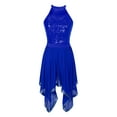 thumbnail image 3 of DPOIS Womens Asymmetrical Dance Dress Hem Mesh Lyrical Dance Costume Royal_Blue S, 3 of 7
