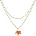 thumbnail image 1 of shiyou-Gold Silver Maple Leaf Autumn Leaf Pendant Necklace, 1 of 4