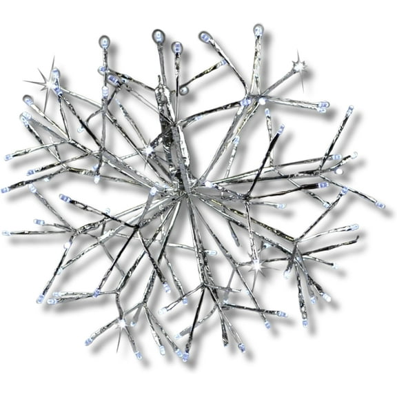 Led 16" Indoor/Outdoor 3D Shimmering Sphere Twinkling - Silver/Pure White