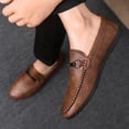 thumbnail image 3 of Mens Slip on Loafers Comfortable Boat Shoes Casual Walking Sneakers Metal Decor Business Work Lightweight Soft Sole Oxfords Brown Size 9, 3 of 6