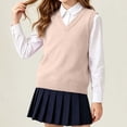 thumbnail image 3 of Asgosdo Girls Knit Vest Cotton Sleeveless V Neck Teen School Uniform Pullover Classic Sweater Tops Size 5-17Y, 3 of 7