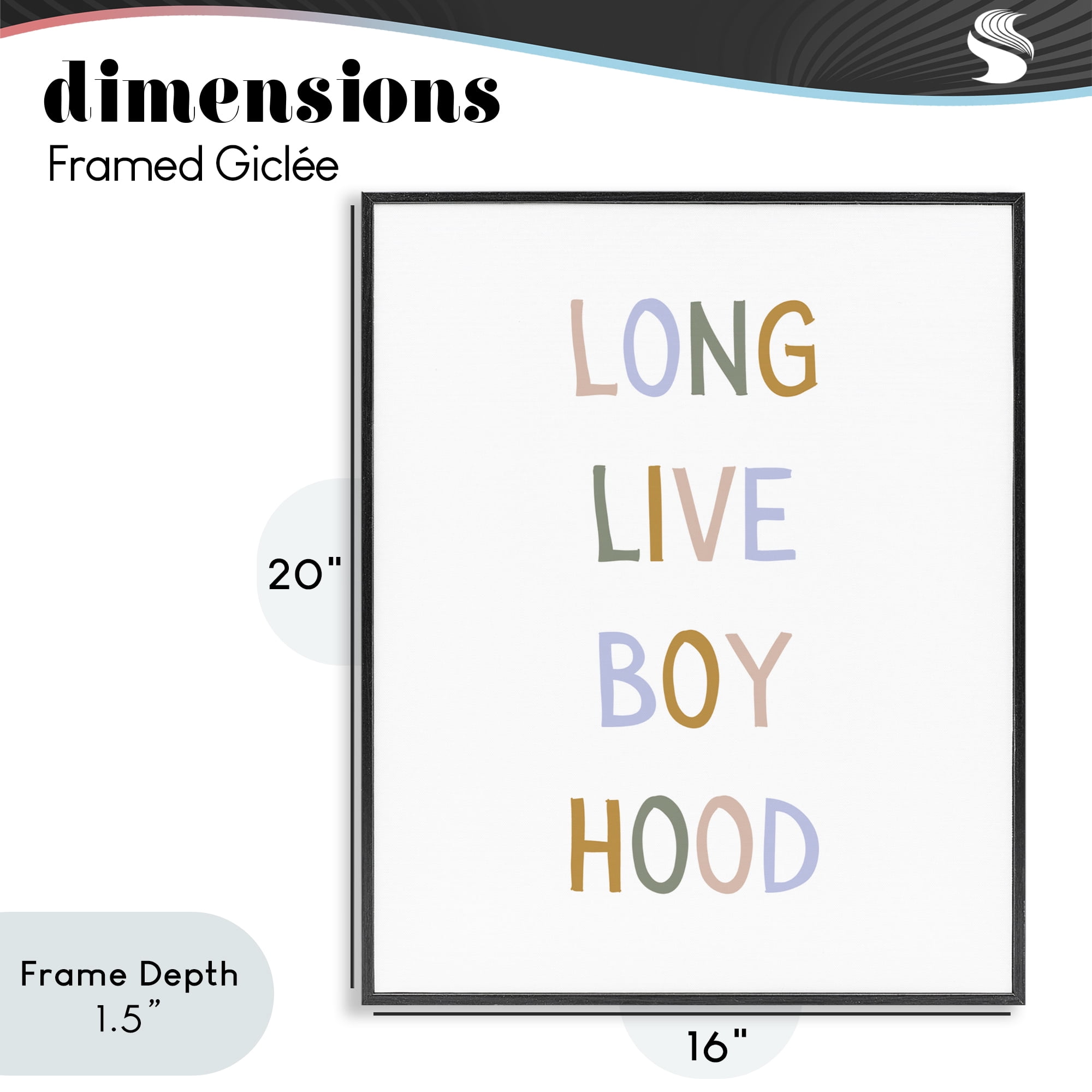 Stupell Industries Long Live Boy Hood Black Framed Giclee Art, design by Katie Griggs