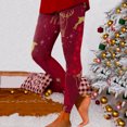 thumbnail image 2 of Zhanying Leggings à Motif de Noël Grande Taille Esprit des Fêtes Légers Collants Rayés Noirs et Rouges Grande Taille Rouge G, 2 of 5