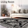 thumbnail image 2 of ODIKA 4x6 Machine Washable Non-Slip Area Rug, Damask Inspired Flourish with Traditional Elegance High Traffic Rug with Pad, Black, 464290, 2 of 8