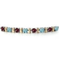 thumbnail image 4 of Gem Stone King 925 Silver and 10K Yellow Gold Red Rhodolite Garnet and Blue Zircon Bracelet for Women | 3.48 Cttw | Gemstone January Birthstone | Round 4MM | Adjustable up to 9 inch, 4 of 7