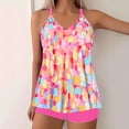 thumbnail image 2 of Women Plus Size Tankini Swimsuits, Two Piece Floral Print Swimwear with V Neck Tops and Bottoms, Modest Bathing Suits for Summer Beach Pool Sea, 2 of 5