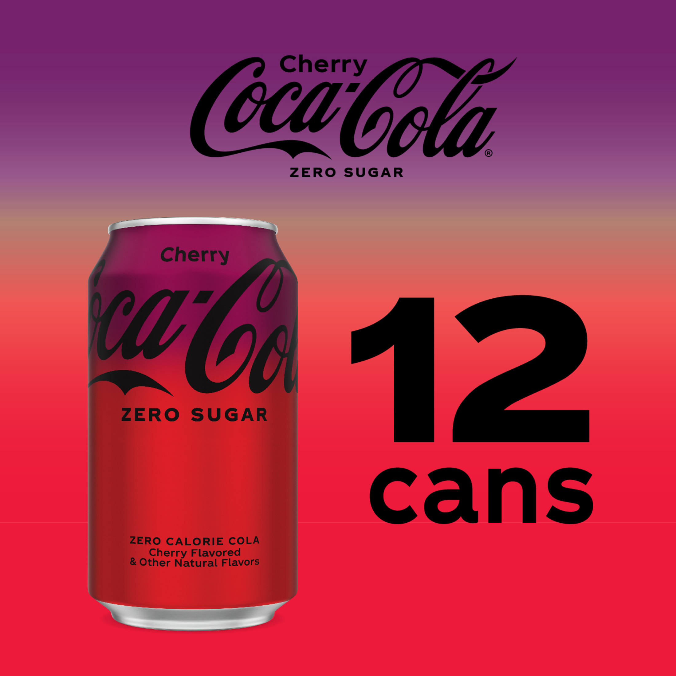Coca-Cola Zero Sugar Cherry Soda Pop, 12 fl oz, 12 Pack Cans - image 5 of 8