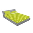 thumbnail image 2 of Ambesonne Retro Fitted Sheet & Pillow Sham Set, Lime Vintage Polka Dots, Queen, Lime Green and White, 2 of 2