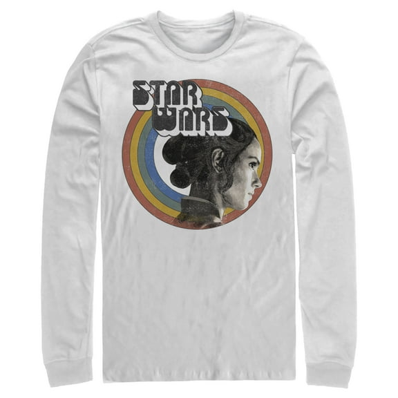 Men's Star Wars: The Rise of Skywalker Rey Vintage Rainbow Long Sleeve Shirt White Small