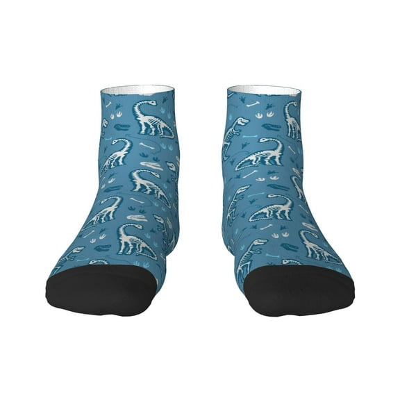 Fuzoiu Dinosaur Skull Print Adult Socks, Crew Moisture-wicking Socks, Unisex Cushion Crew Socks,Casual Sports Ankle Socks