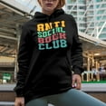 thumbnail image 2 of Anti Social Book Club, Group of Reading Enthusiast Introverts, Groovy Retro Wavy Text Merch Gift, Black Hooded Sweatshirt or Hoodie, Small, 2 of 5
