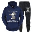thumbnail image 3 of Conjunto de chándal para hombre nuevo "¿Qué día es hoy? ¿A quién le importa?" Sudadera con capucha y pantalón con estampado divertido de perro y café, conjunto de 2 piezas de pantalones de manga larga, 3 of 5