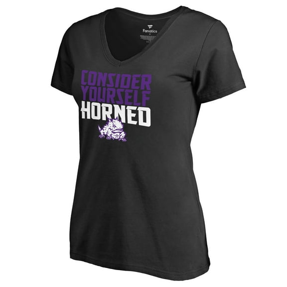 Women's Black TCU Horned Frogs Consider Yourself Horned V-Neck T-Shirt