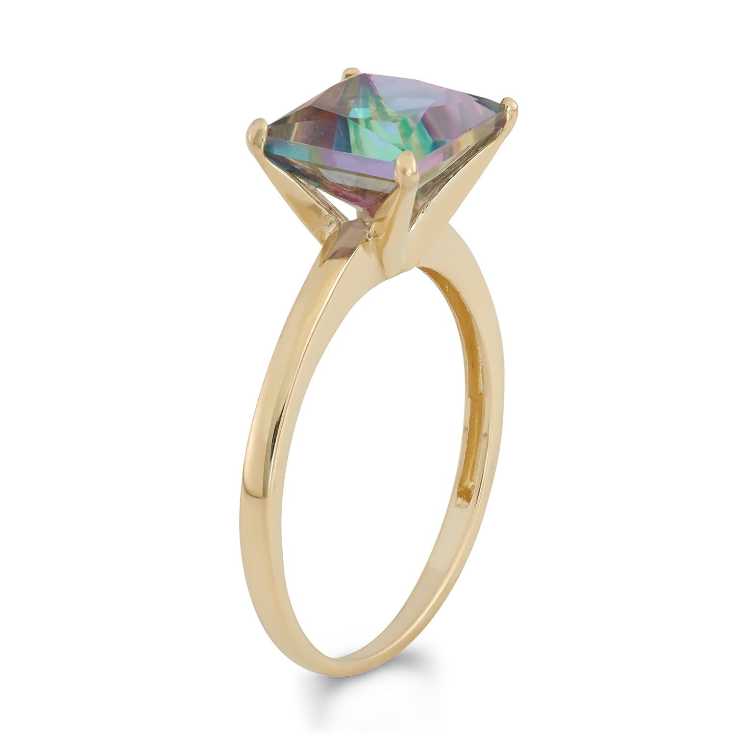 10k gold princess cut gemstone ring