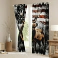 thumbnail image 3 of Elk Lodge Window Drapes Block 30%-50% Light,Jungle Deer Wildlife Pine Trees Animal Hunting Kitchen Window Treatments 42Wx63L Inches,Retro American Flag Black Gray Graffiti Window Curtains, 3 of 6