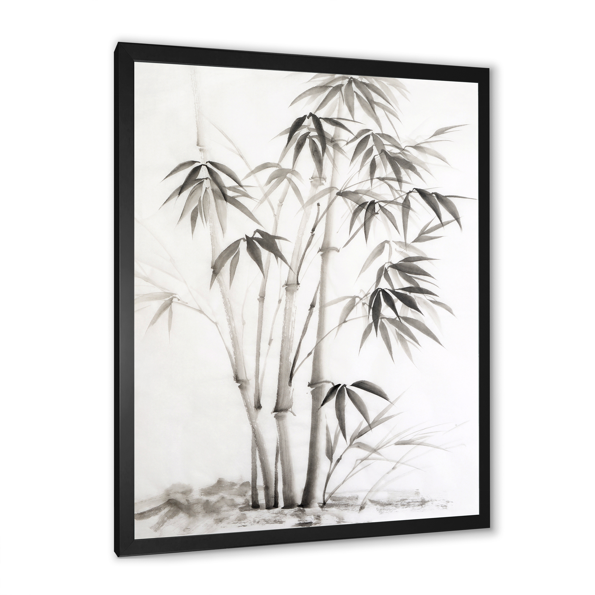 Designart 'Vintage Black and White Bamboo II' Traditional Framed Art Print