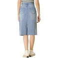 thumbnail image 3 of INSPIRE CHIC Easter Inspired Women's Denim Skirt High Waist Raw Hem Knee Length Wrap Jean Skirts Light Blue L, 3 of 7