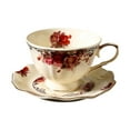 thumbnail image 1 of Juego de taza y platillo de para café de cerámica, con estampado floral único y versátil, 250 ml, para latte art, regalo de boda, 1 of 9