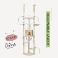 thumbnail image 4 of Demi Bonn Floor to Ceiling Cat Tree for Indoor 92"-101" Height Adjustable Cat Tower, Kitty Climbing Play House with Cozy Cat Condo, Perches and Hammock, Beige, 4 of 8