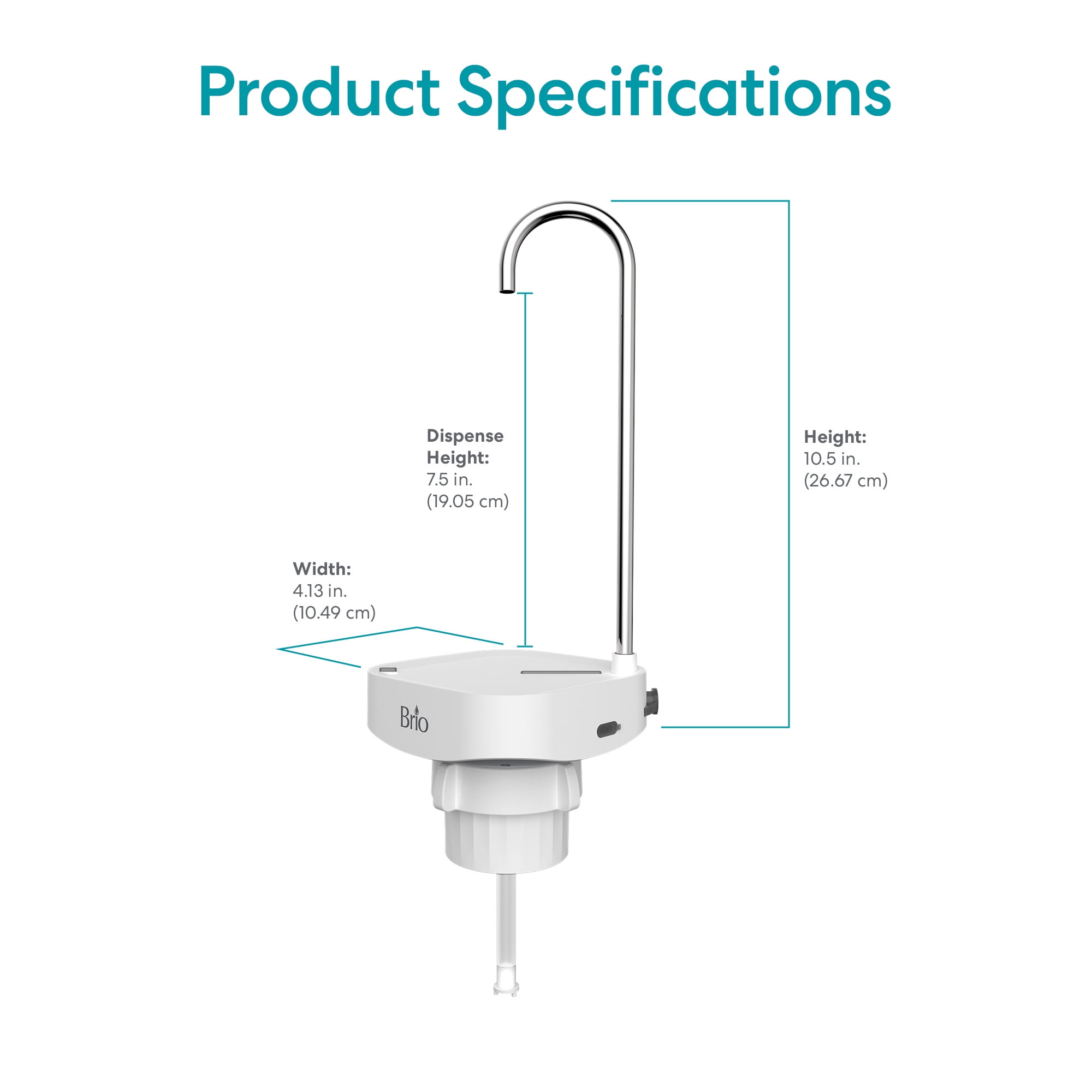 Brio Portable USB Rechargeable Electric Water Dispenser Pump for Countertops & Bottles